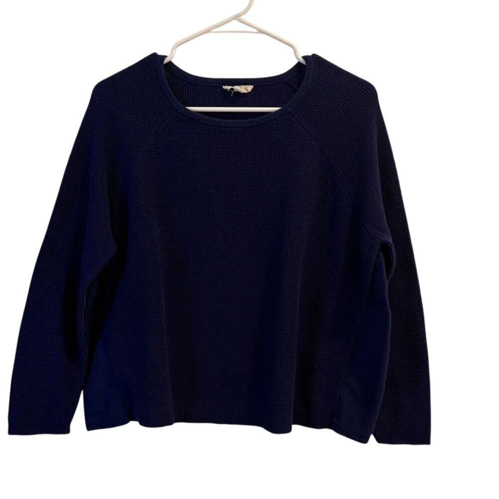 Eileen Fisher Deep Blue Knit Boxy Sweater Size XS (runs Large)